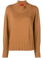 The Gigi Mock Neck Jumper In Brown