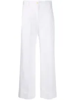 Brag-wette High-rise Wide-leg Cropped Trousers In White