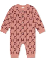 Gucci Baby Gg Knitted One-piece In Pink