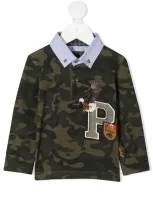 Lapin House Babies' Camouflage Print Polo In Green