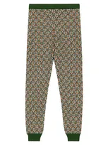 Paade Mode Kids' Patterned Wool-blend Sweatpants In Cannoli Green