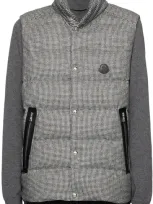 Moncler Gray Herniare Down Vest In F09 Grey Check