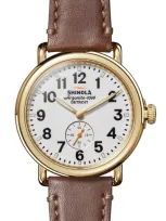 Shinola Men's Runwell 41mm Subsecond Leather Strap Watch In White