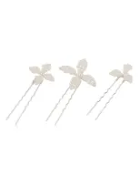 Brides And Hairpins Gisella Set Of 3 Imitation Pearl Hair Pins In Silver