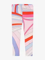 Pucci Kids'  Girls Pink Cotton Iride Print Leggings