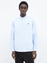 A Bathing Ape Ape Head One Point Oxford Shirt In Blue