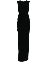 A.w.a.k.e. 3d Lip Appliqué Maxi Dress In Black