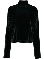 Alainpaul Velour High-neck Top In Black