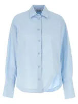 Attico Light Blue Eliza Logo Embroidery Shirt