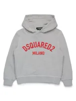 Dsquared2 Kids' Logo-print Cotton Hoodie In Grey