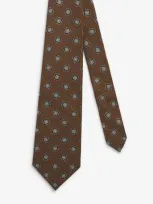 Dunhill Silk Scattered Medallion Printed Tie In Brown