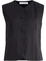 Faithfull The Brand Delfina Cotton Twill Vest In Black