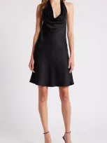 French Connection Ennis Satin Halter Minidress In Black