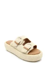 Gentle Souls By Kenneth Cole Theresa Platform Slide Sandal In Natrual Raffia