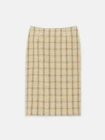 Lafayette 148 Wool-cotton Plaid Pencil Skirt In Canary Yellow