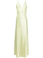 Lethicia Bronstein Satin-finish Open-back Maxi Dress In Green