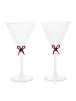 Moda Domus Set-of-two Handmade Martini Glasses In Red