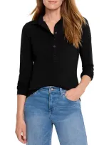 Nzt By Nic+zoe Long Sleeve Polo Top In Black Onyx