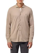 Psycho Bunny Austin Piqué Knit Button-up Shirt In Stone