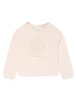 Roberto Cavalli Junior Kids' Embroidered Jersey Sweatshirt In Neutrals