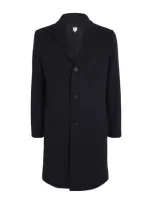 Sunspel Wool Double-faced Overcoat In Navy