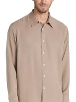 Theory Noll Shirt In Fluid Lyocell Taupe