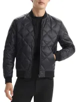 Theory Quilted Down Bomber Jacket In Black