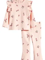 Tucker + Tate Babies'  Sweet Ruffle Print Long Sleeve T-shirt & Flare Pants Set In Pink English Berry Harvest