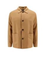 Zegna Linen Chore Jacket In Brown