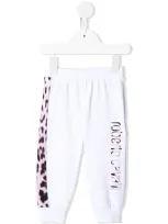 Roberto Cavalli Junior Babies' Leopard Print Track Pants In White