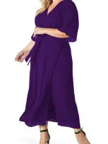 Standards & Practices Short Sleeve Wrap Maxi Dress In Purple