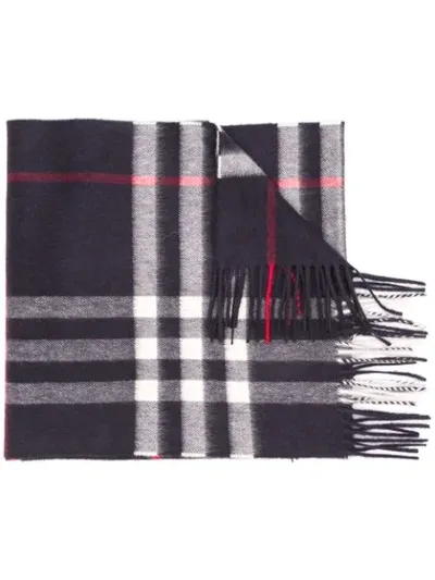 Burberry The Classic Giant Check Cashmere Scarf In Dark Navy