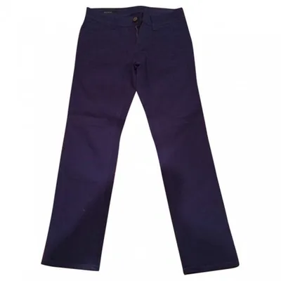 Pre-owned Gucci Navy Cotton Trousers