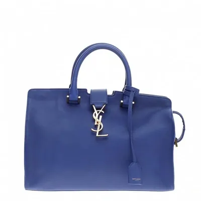 Pre-owned Saint Laurent Portefeuille Enveloppe Leather Satchel In Blue