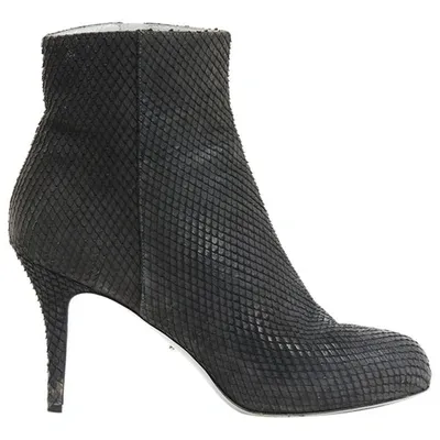 Pre-owned Sergio Rossi Leather Ankle Boots In Anthracite