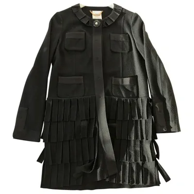 Pre-owned Moschino Wool Cardi Coat In Black