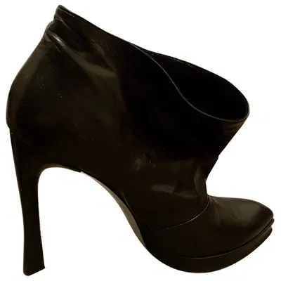 Pre-owned Costume National Leather Ankle Boots In Black