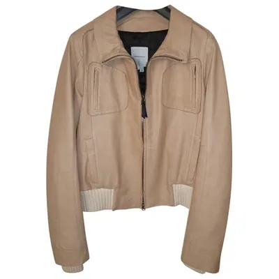 Pre-owned Costume National Beige Leather Biker Jacket