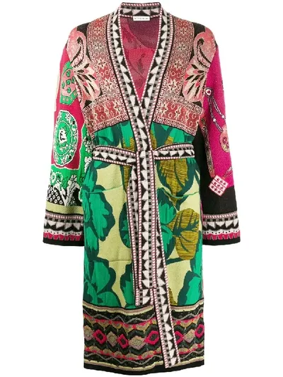 Etro Patchwork Intarsia Cardigan In Black