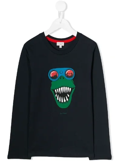 Paul Smith Junior Kids' Dinosaur Print Sweatshirt In Blue