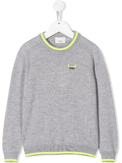 Fendi Kids' Pullover Mit "bag Bugs"-stickerei In Grey