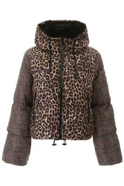 Michael Michael Kors Animalier Puffer Jacket In Brown,beige,black