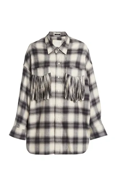 R13 Western Fringe Cotton-blend Shirt In Black ,white