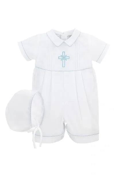 Carriage Boutique Babies'  Embroidered Christening Romper & Bonnet Set In White