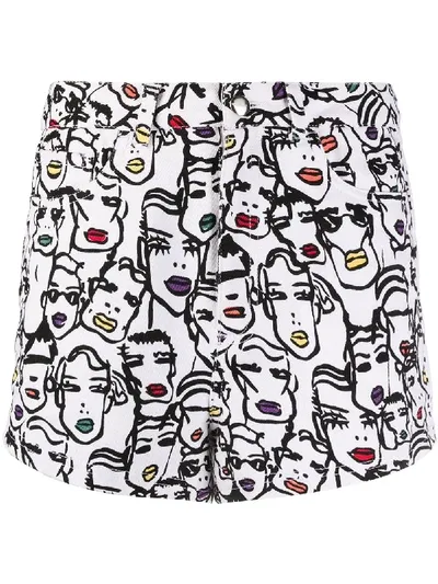 Fiorucci X Adidas Faces-print Elasticated Shorts In White