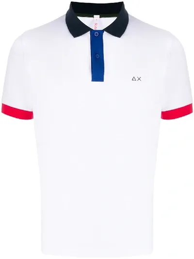 Sun 68 Logo Polo Shirt In White