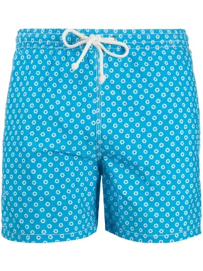 Kiton Geometric Print Swim Shorts In Blue