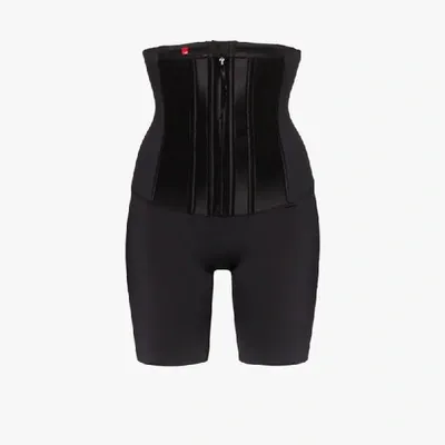 Spanx Under Sculpture High-waist Mid-thigh Corset Shaper Shorts In Very Black