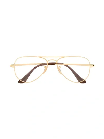 Ray-ban Junior Kids' Aviator Framed Glasses In Gold