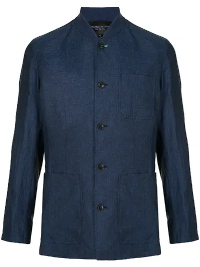 Shanghai Tang Bomber Collar Fitted Jacket In Blue